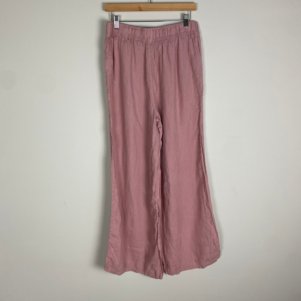 Sigrid Olsen Linen Wide Leg Pants Womens Large Pink Pull On Casual Coastal - Picture 2 of 6